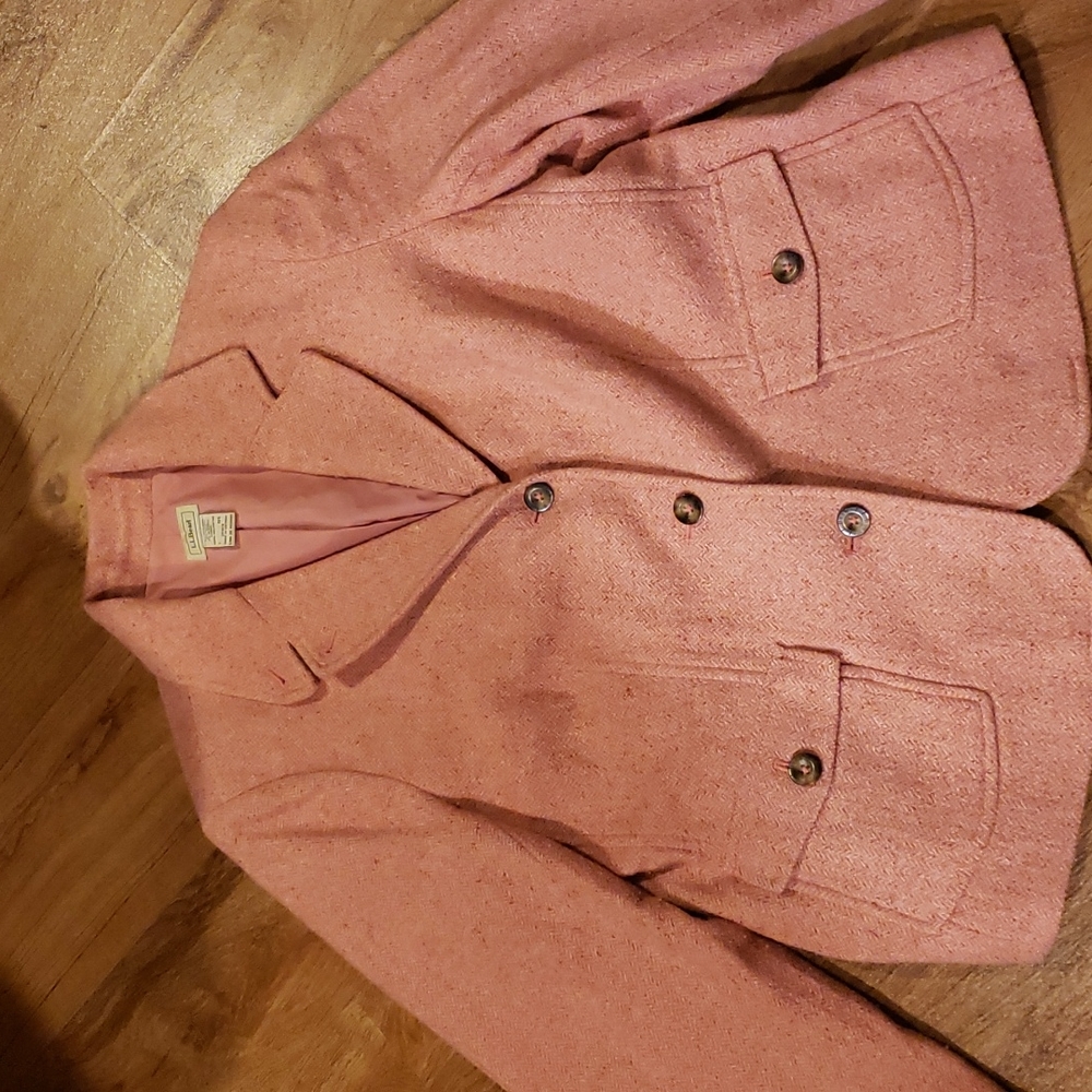 L.L. Bean Pink Blazer Textured Suit Jacket